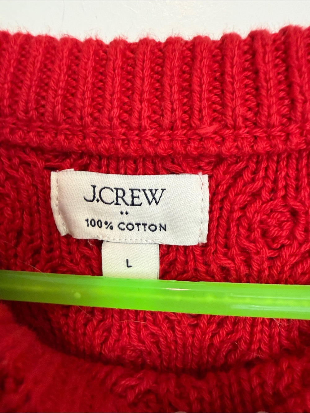 J. Crew Red Cable-Knit Crewneck Sweater - Picture 2 of 4